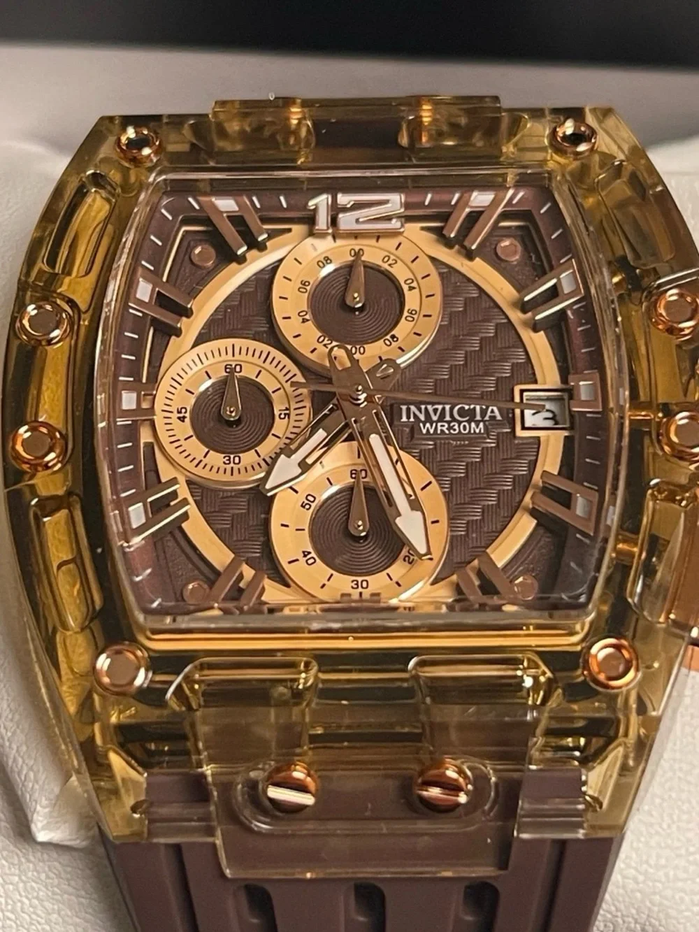 Invicta S1 Rally Allogrip Men 42mm Brown Tone Case Brown Metal Dial Brown Band